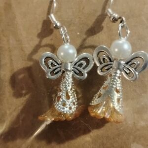 Elegant Silver and Gold Angel Earrings